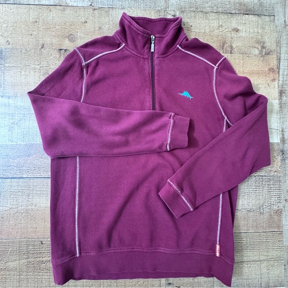 Tommy Bahama Other - TOMMY BAHAMA RELAX 1/4 Zip 100% Cotton Sweatshirt Small Burgundy Merlot Color